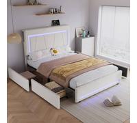 Matteo Beige Velvet Upholstered Double Bed - Storage, LED & USB Charging Matteo Beige Double