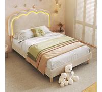 Matteo Beige Velvet Upholstered LED Single Bed Frame Matteo Beige Single