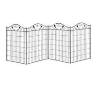 Matteo Black Decorative Metal Garden Fence Panels - 4-Pack, 112Cm High, Adjustable, Pet-Safe Border Edging With Vine Pattern