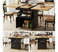 Matteo Black Extendable Dining Table (110-140Cm) With Soft-Close Drawers & Storage - Space-Saving Kitchen Table For 4-6 People