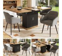 Matteo Black Extendable Dining Table With Storage Shelf - Space-Saving Telescopic Mdf Kitchen & Living Room Table
