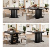 Matteo Black Extendable Round To Oval Dining Table With Storage - 118-158Cm, Seats 4-6 People
