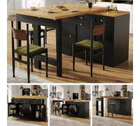 Matteo Black Extendable Wall-Mounted Bar & Dining Table With Storage For Small Kitchens