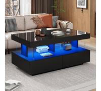 Matteo Black High Gloss Coffee Table with LED Lights & 2 Storage Drawers Matteo Black