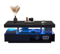 Matteo Black High Gloss LED Coffee Table - Smart App Control & Storage Matteo Black