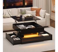 Matteo Black High-Gloss Lift-Top Coffee Table with LED & Storage Drawers Matteo Black