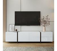 Matteo Black High-Gloss Tv Unit With White Legs, Led Lighting & Storage (170Cm)