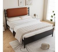 Matteo Black Metal Double Bed with PU Upholstered Headboard 4ft6 Matteo Black Double