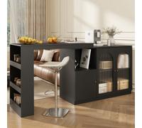 Matteo Black Modern 360-Degree Rotating Bar & Dining Cabinet With Changhong Glass Doors