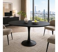 Matteo Black Modern Extendable Oval Dining Table, 100-140Cm, Space-Saving 4-6 Seater, Contemporary Mdf