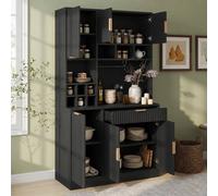 Matteo Black Tall Cabinet Sideboard with Power Outlet & Wine Rack Matteo Black