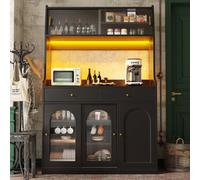 Matteo Black Tall Sideboard Cabinet With Smart Led Lighting, Adjustable Shelves & 2 Drawers (180Cm)