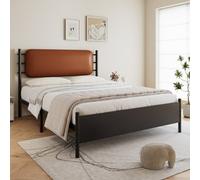 Matteo Black Wrought Iron 4Ft6 Double Bed Frame With Plush Pu Upholstered Headboard - Durable & Easy Assembly