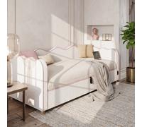Matteo Bouclé Upholstered Single Daybed - Hydraulic Storage & USB - Beige Matteo Beige Single