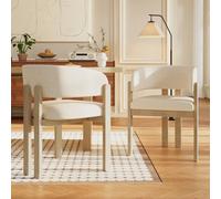 Matteo Boucle Upholstered Solid Wood Dining Chairs - Natural Finish Matteo Natural