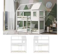 Matteo Bunk Bed, Children Cabin Bed, Twin Sleeper, Solid Pine Wood in White | Size: Single Matteo White Single