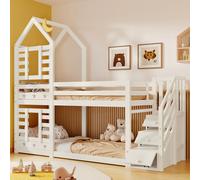 Matteo Bunk Bed Storage Children Cabin Bed Single Bed with Window for Kids in White Matteo White Single