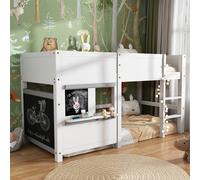 Matteo Bunk Bed With Anti-Graffiti Boards & Small Shelf, White Matteo White