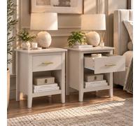 Matteo Cashmere Bedside Tables - Gold Handles - Modern Bedside Cabinet in Beige Matteo Beige
