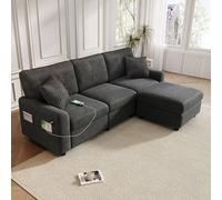 Matteo Chenille & Corduroy L-Shaped Corner Sofa - Dark Grey - Modern Sofa Matteo Dark Grey