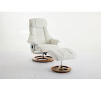 Matteo Chenille Massage Recliner Chair With Ottoman Footstool, 5-Point Massager, Swivel & Ergonomic Design In White