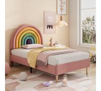 Matteo Chic Upholstered Bed 90X190 With Adjustable Headboard And Wooden Slat Support, Pink Velvet