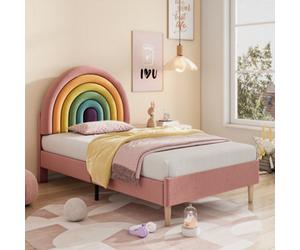 Matteo Chic Upholstered Bed 90X190 With Adjustable Headboard And Wooden Slat Support, Pink Velvet