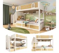 Matteo Children's Bunk Bed with Staircase Storage, Hydraulic Lift in Natural | Size: Single Matteo Natural Single