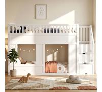 Matteo Children's House Bunk Bed - Storage Stairs & Play Area - White Pine | Size: Single Matteo White Single