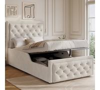 Matteo Children's Upholstered Single Bed - Velvet Hydraulic Storage - Beige Matteo Beige Single