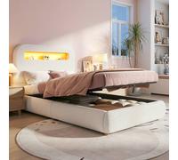 Matteo Children's Upholstered Single Bed with Storage, LED & Bouclé - White Matteo White Single