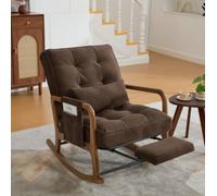 Matteo Coffee Corduroy Adjustable Rocking Chair With Footrest, Glider & Side Pocket