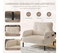 Matteo Comfortable Corduroy Single Armchair - Wide Seat Ergonomic Design in Beige Matteo Beige