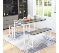 Matteo Compact 3-Piece Dining Table & Bench Set, 4-Person in Grey Matteo Grey