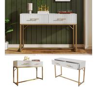 Matteo Compact White Dressing Table With 2 Drawers, 76.5Cm High, 100Cm Wide, 45Cm Deep