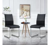 Matteo Contemporary Dining Chair Set Of 2, Pu Faux Leather And Linen, High Back, Striped Backrest, Black