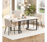 Matteo Contemporary Dining Table, 140X80Cm, Marble Pattern, Adjustable Feet, White/black