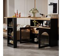 Matteo Contemporary Extendable Kitchen Island Table With Storage, Led Strip, Swivel Feature - 138-193X39X105Cm, White