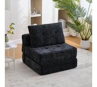 Matteo Convertible Chenille Folding Sofa Bed - Black