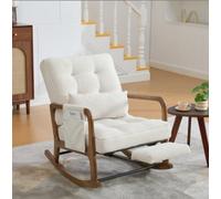 Matteo Corduroy Rocking Chair With Adjustable Footrest & Backrest - Beige