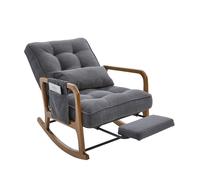 Matteo Corduroy Upholstered Rocking Chair with Adjustable Footrest in Grey Matteo Grey