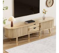 Matteo Country-Style TV Cabinet - Sliding Door, Light Wood - 175cm in Natural Matteo Natural