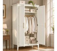 Matteo Cream White 2 Door Freestanding Wardrobe With Gold Handles