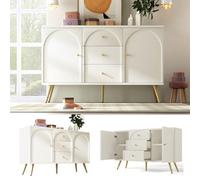 Matteo Cream White Sideboard Cabinet With 2 Doors And 3 Drawers, 140Cm Wide