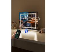 Matteo Crushed Diamond Hollywood Vanity Mirror, Dimmable LED & Bluetooth in White