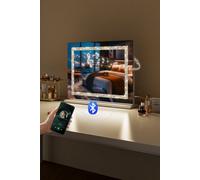 Matteo Crushed Diamond Hollywood Vanity Mirror With Bluetooth, Speaker & Dimmable Led Lights, 58X48Cm