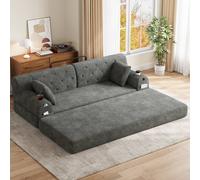 Matteo Dark Gray 3-Seater Corduroy High Back Sleeper Sofa with Storage in Dark Grey Matteo Dark Grey