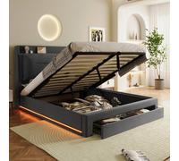 Matteo Dark Grey Velvet Upholstered Bed - King Size with Hydraulic Storage Matteo Dark Grey King