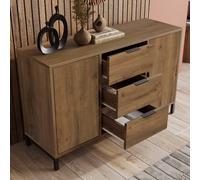 Matteo Dark Oak Sideboard Cabinet - 2 Doors, 3 Drawers & Adjustable Shelf in Dark Brown Matteo Dark Brown