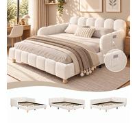 Matteo Double Upholstered Bed Frame - Cream Bou hannel Padded Design Matteo Cream Double